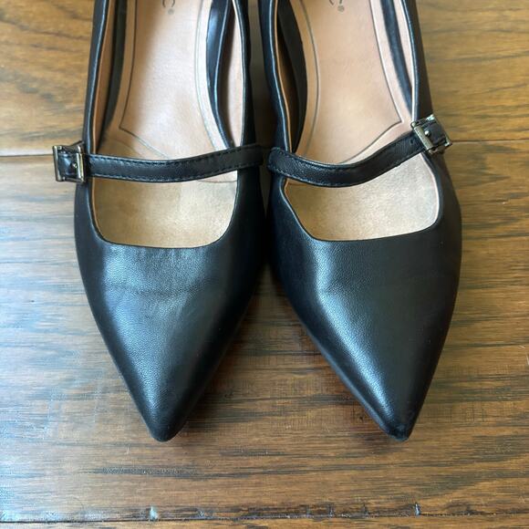Vionic Women's Minnie Mary Jane Kitten Heels Black Leather Sz 7.5 Pointed Toe - Picture 2 of 15